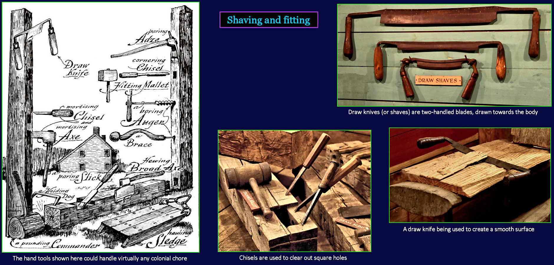 Colonial shaping tools, 1750